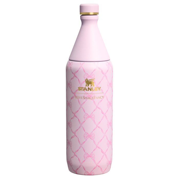 Stanley 1913 Stanley 1913 x LoveShackFancy Holiday All Day Slim Bottle 34 OZ in Baby Bow Pink Peppermint