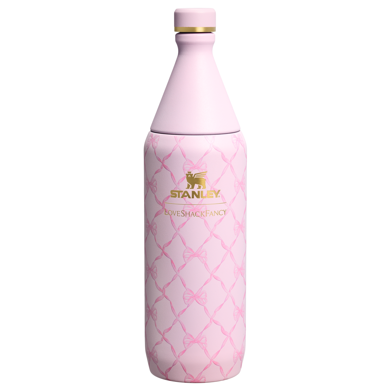 Stanley 1913 Stanley 1913 x LoveShackFancy Holiday All Day Slim Bottle 34 OZ in Baby Bow Pink Peppermint