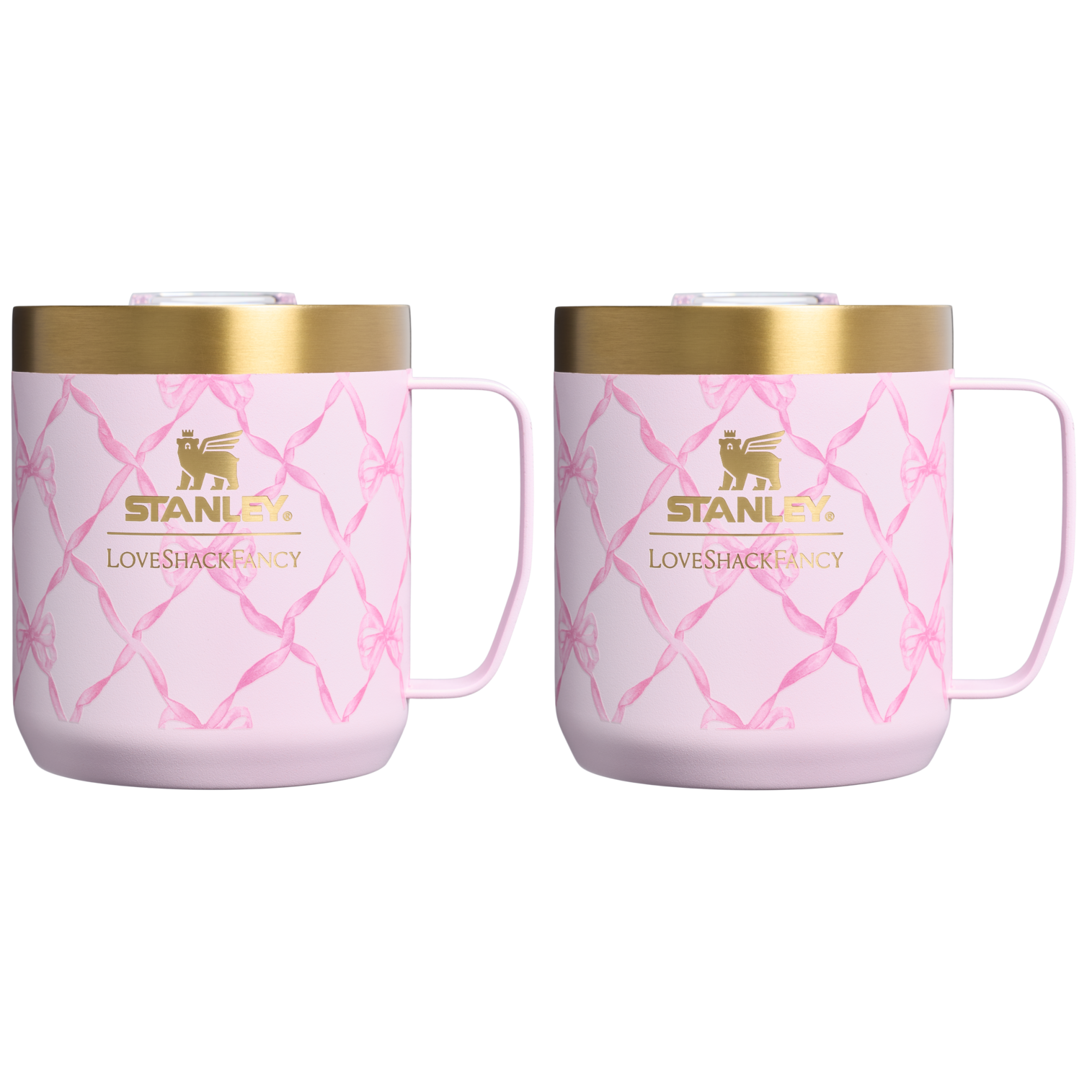 Stanley 1913 Stanley 1913 x LoveShackFancy Holiday Everyday Camp Mug Set 12 OZ in Baby Bow Pink Peppermint