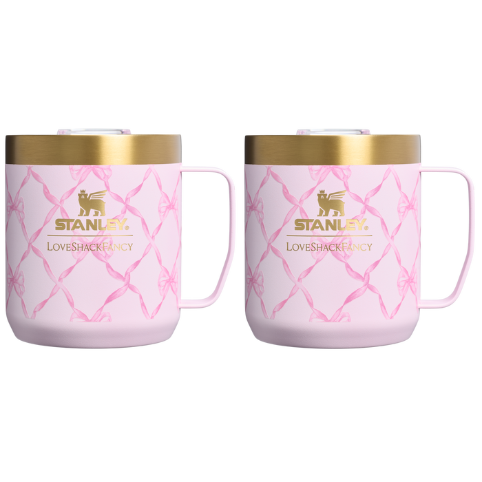 Stanley 1913 Stanley 1913 x LoveShackFancy Holiday Everyday Camp Mug Set 12 OZ in Baby Bow Pink Peppermint