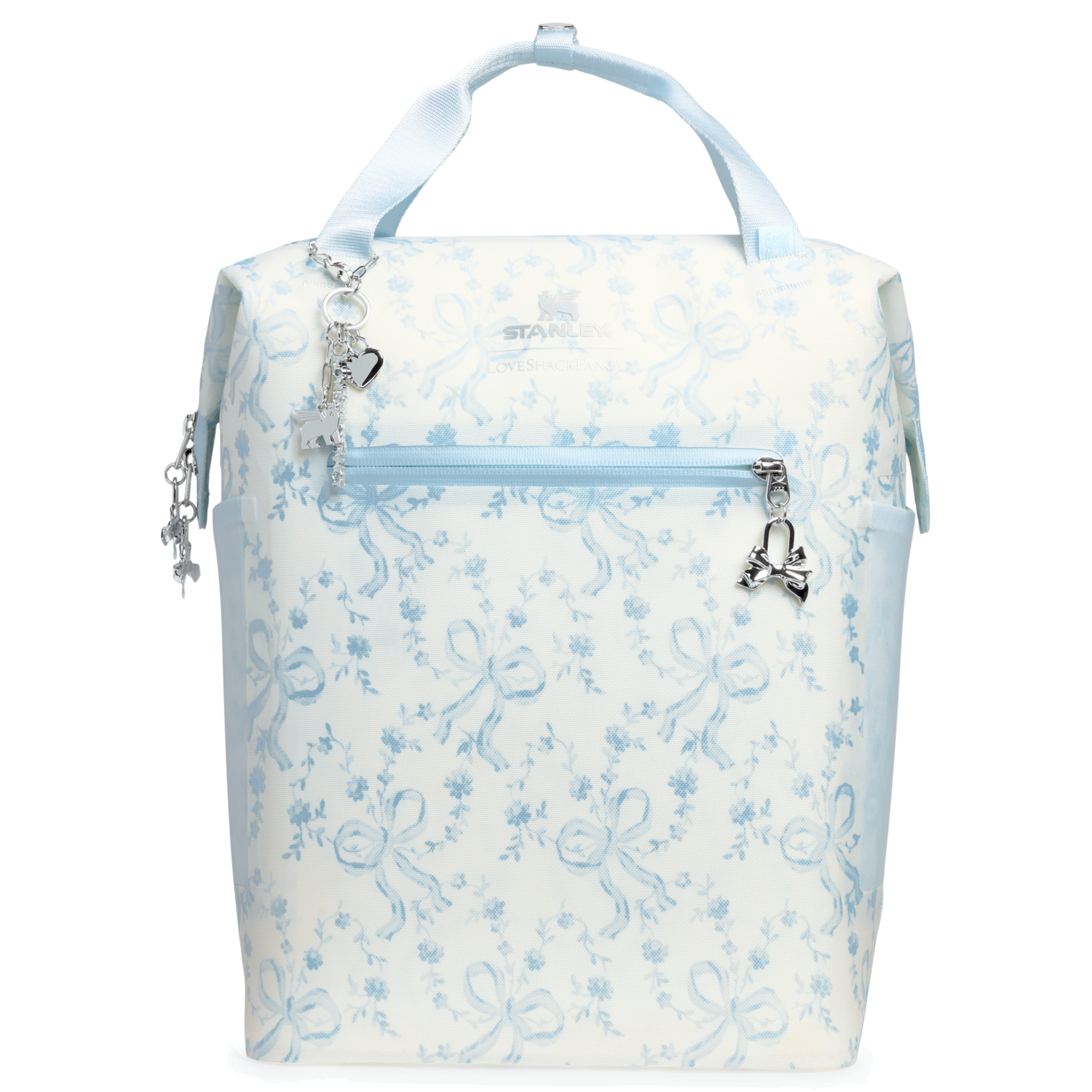 Stanley 1913 Stanley 1913 x LoveShackFancy Holiday All Day Madeleine Mini Cooler Backpack 20 Can 14 QT 13.2 L in Coquette Bow Winter Ice | View 1