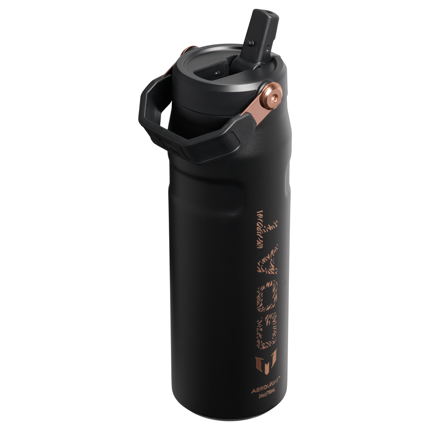 Stanley 1913 The Messi x Stanley IceFlow™ Flip Straw 2.0 Bottle 24 OZ in Messi GOAT Black | View 2