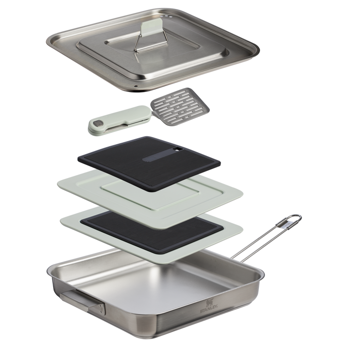 Stanley 1913 The Wildfare Pro Square Pan Cookset 5-piece set 2 QT in Pale Pebble + Stone