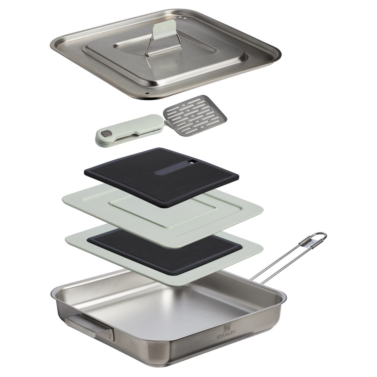 Stanley 1913 The Wildfare Pro Square Pan Cookset 5-piece set 2 QT in Pale Pebble + Stone | View 1