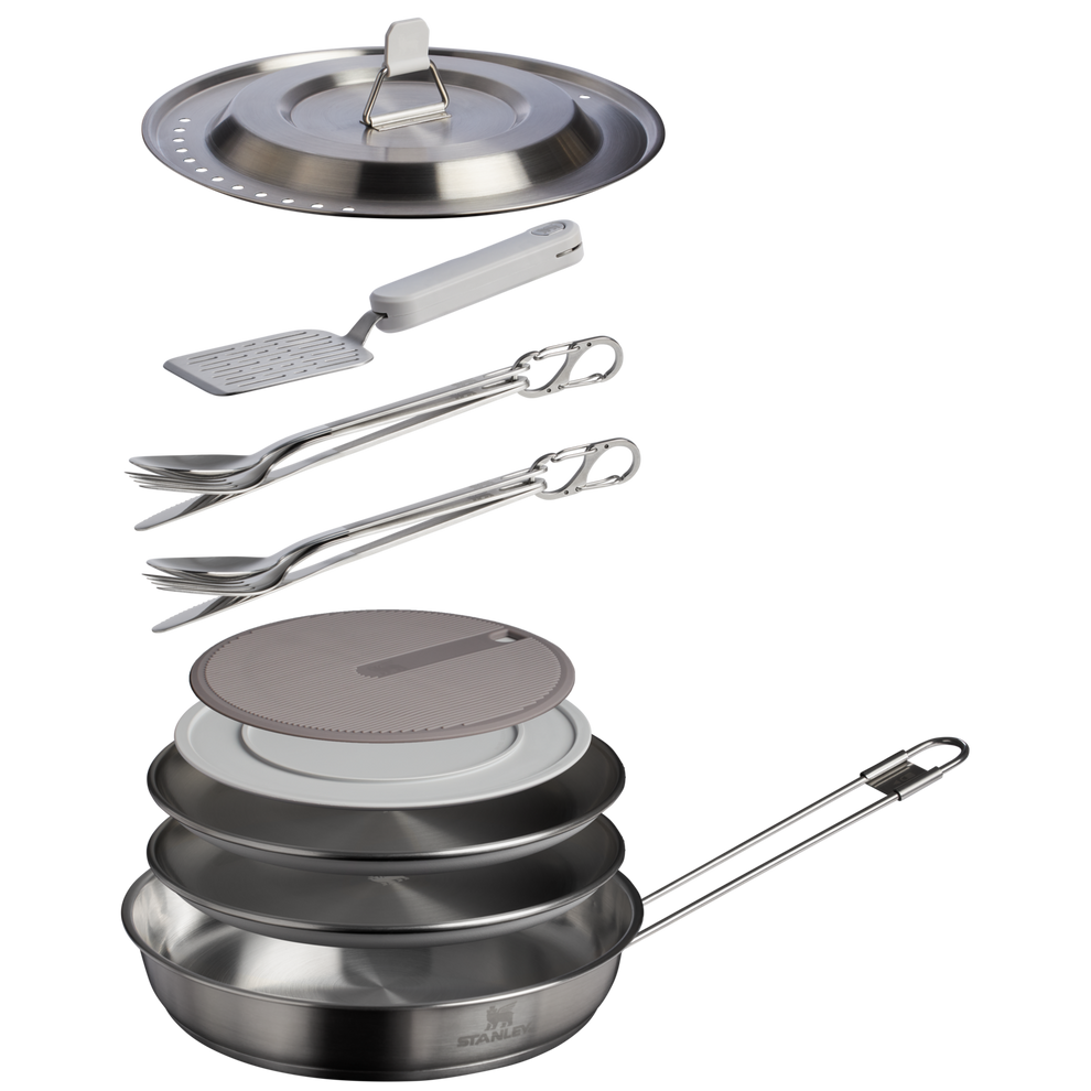 Stanley 1913 The Wildfare Pro Fry Pan Cookset 15-piece set 1.1 QT in Pale Pebble + Stone