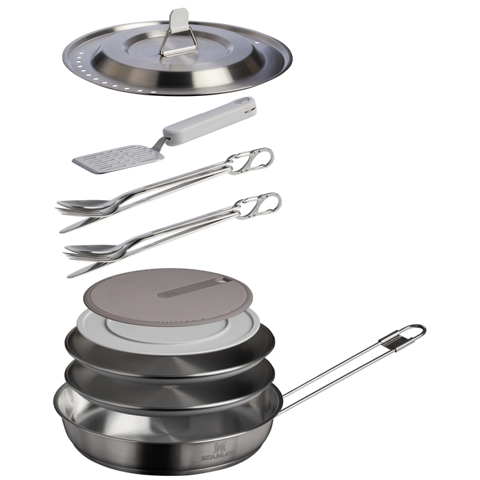 Stanley 1913 The Wildfare Pro Fry Pan Cookset 15-piece set 1.1 QT in Pale Pebble + Stone